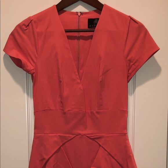 Coral semi peplum body con dress - Size 10 - Picture 2 of 3